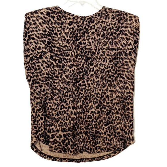 Good American Leopard Print Crew Neck Strong Extended Shoulder Tank Size 3 (Lg) - Picture 2 of 11